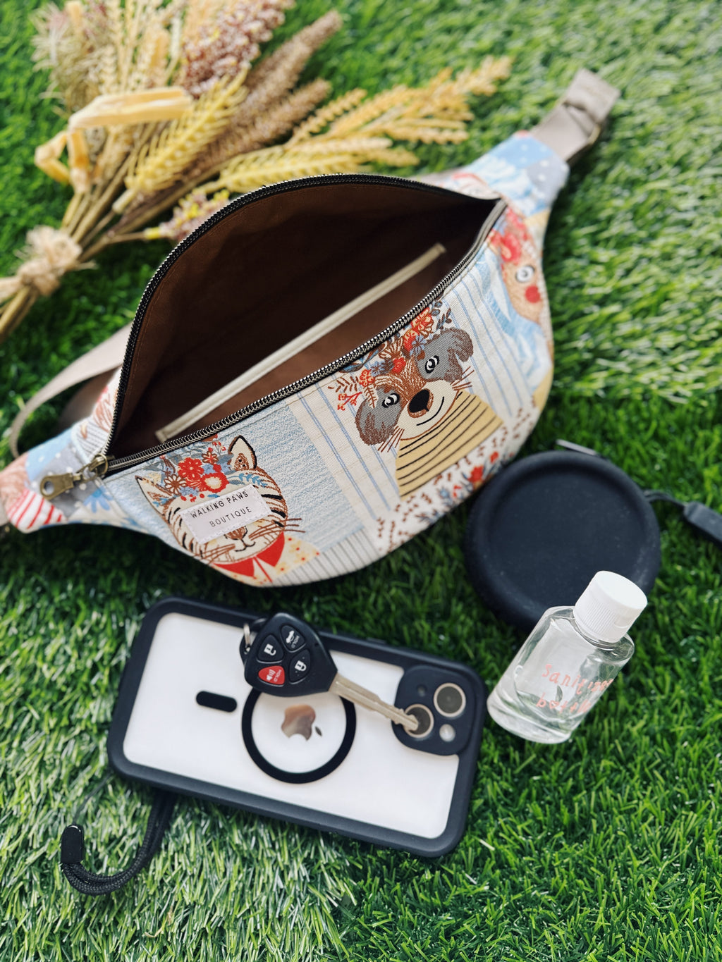 Dog faces Canvas Fanny pack, waist purse