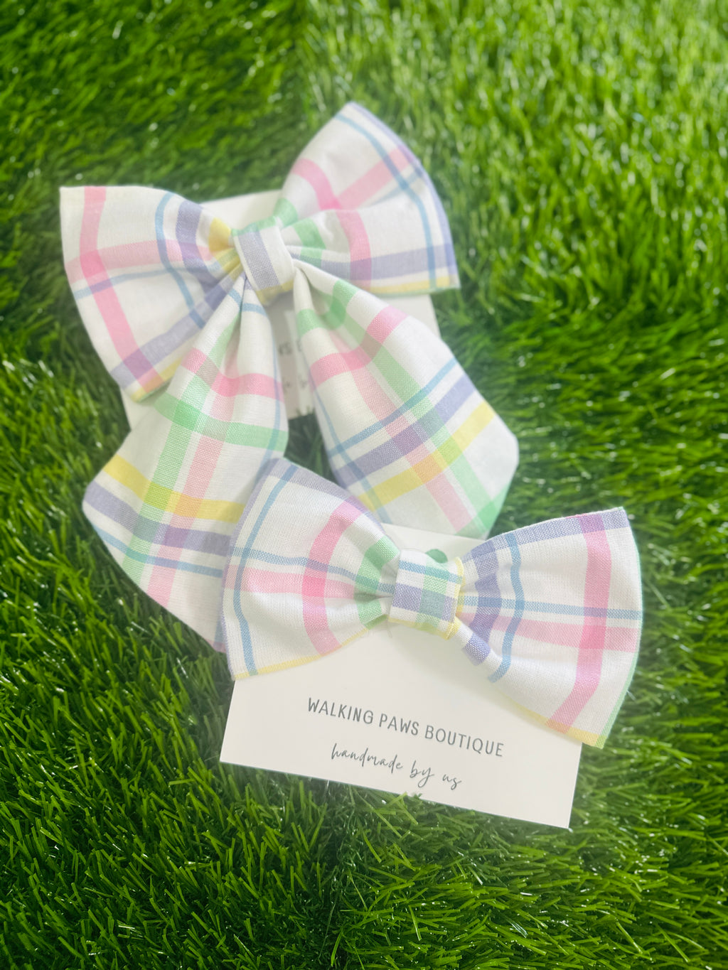Easter pastel plaid sailor bow for dog