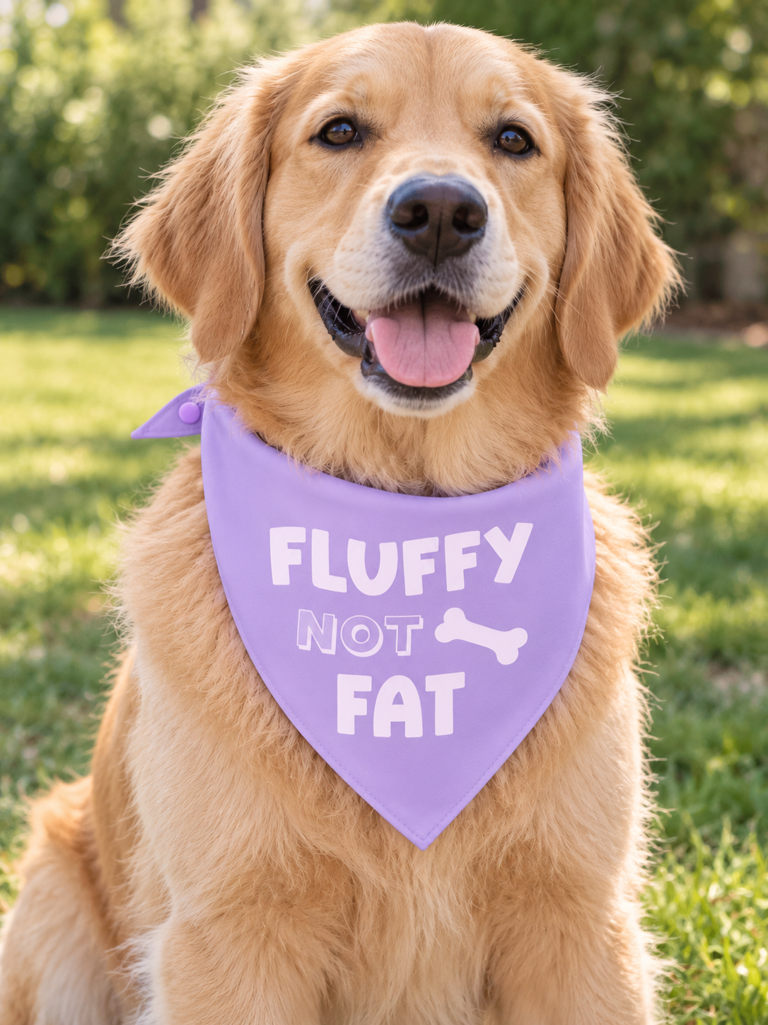 Fluffy not fat lilac tie on Bandana