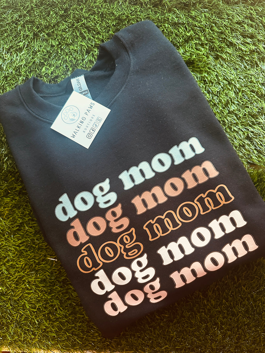 Dog mom boho sweatshirt in black