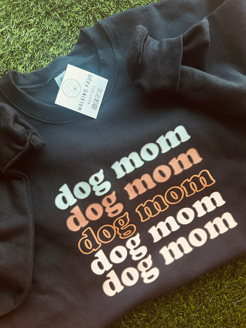Dog mom boho sweatshirt in black