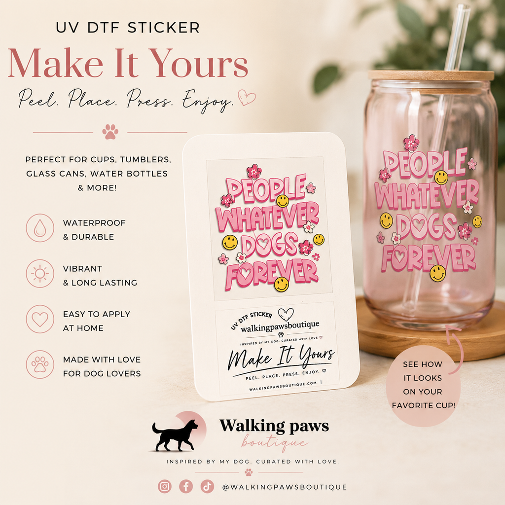 Dog Lover Sticker | Waterproof Cup Tumbler Transfer | DIY Drinkware UV STF PERMANENT STICKER