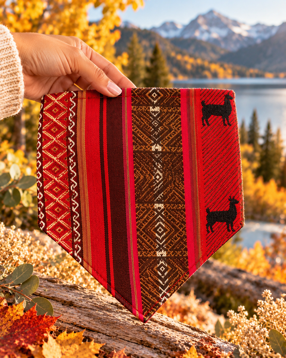 Wool Blend Dog Bandana| Red & Brown