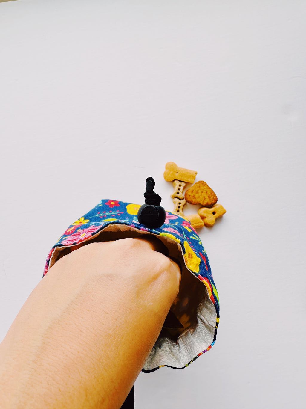 floral dog treat pouch for dog walking or formal training, treat holder botanical blue pouch, dog mom gift