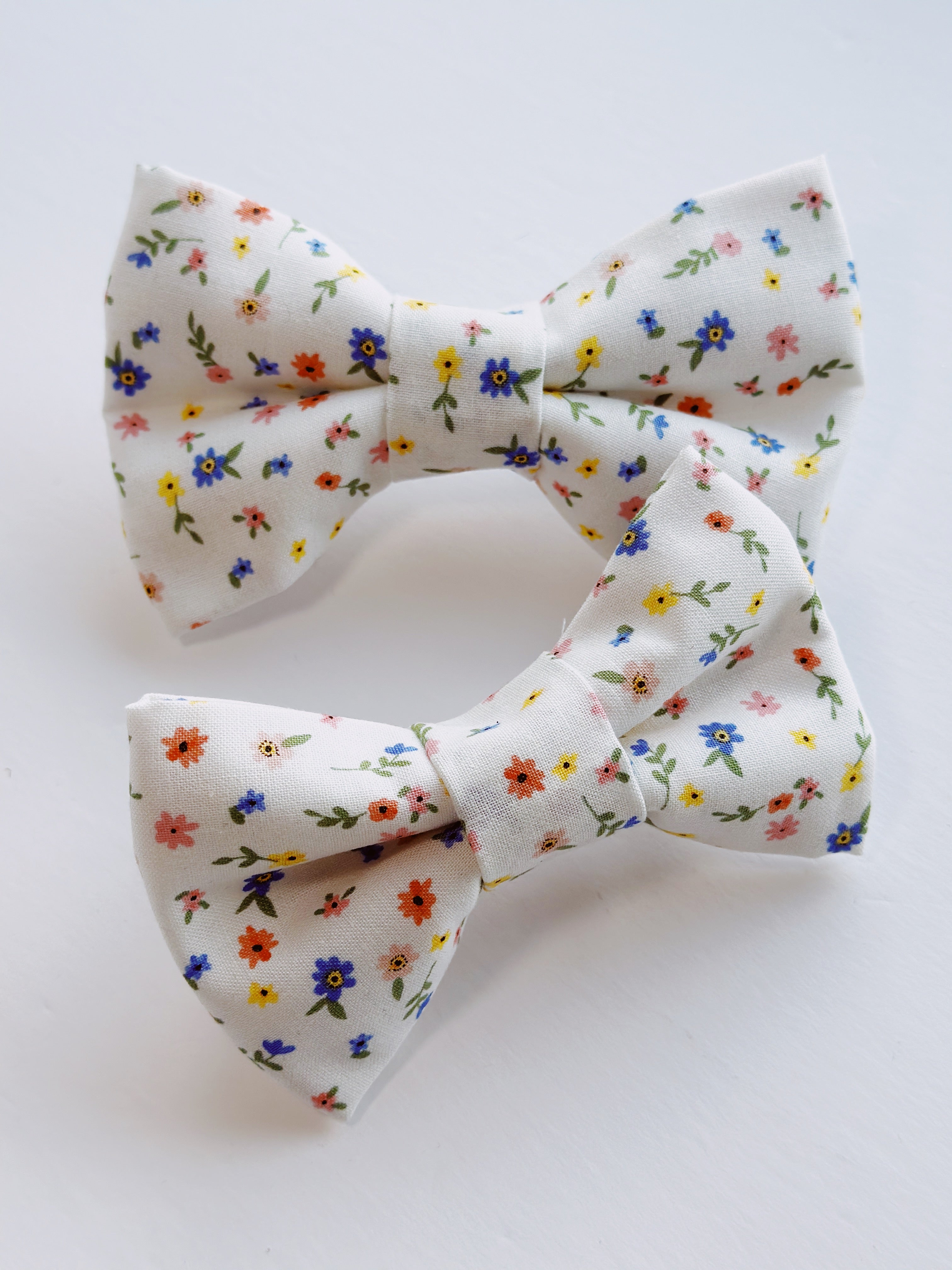 Spring floral white pet bowtie, attachable bowtie for dogs and cats
