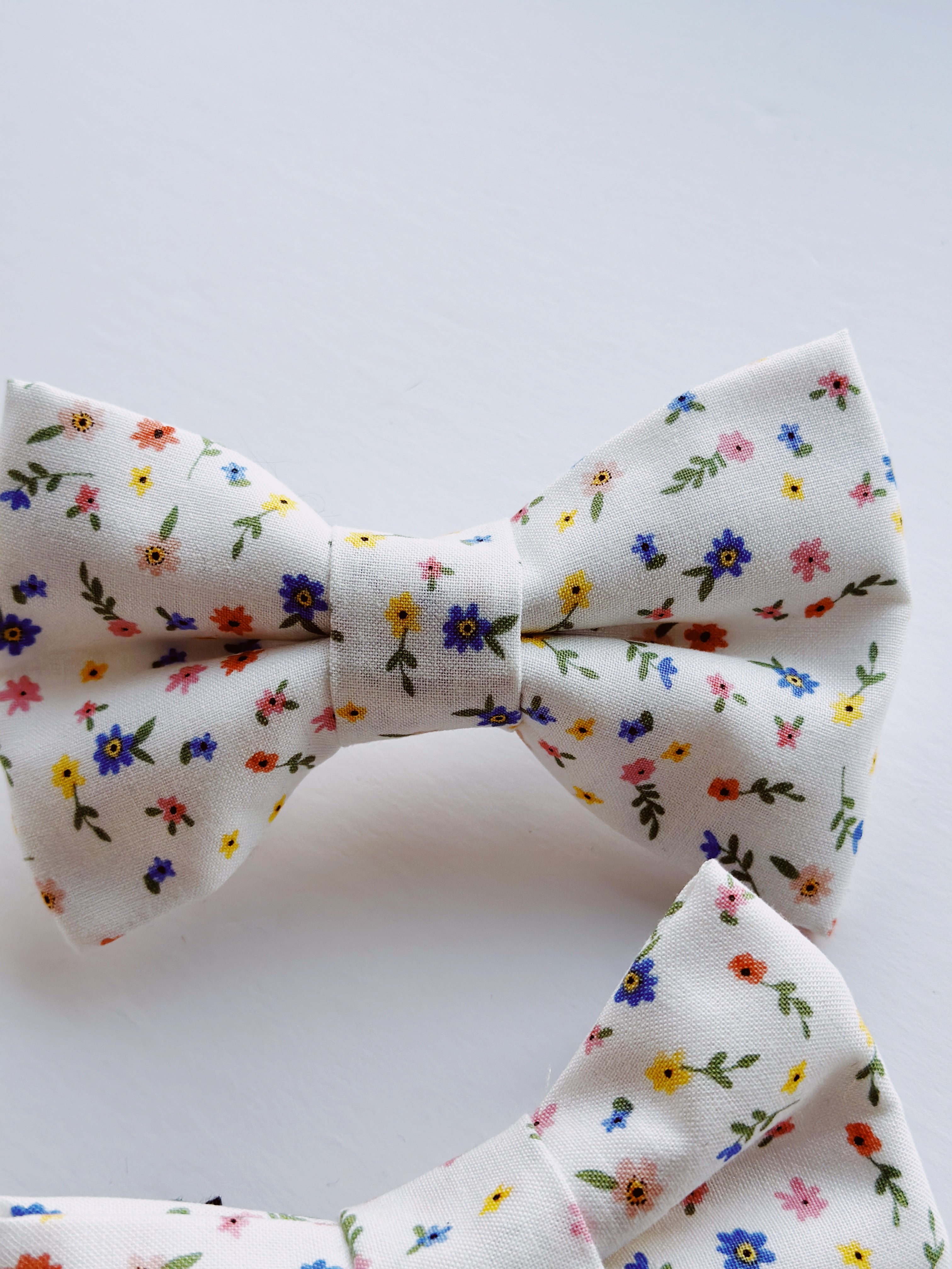 Spring floral white pet bowtie, attachable bowtie for dogs and cats