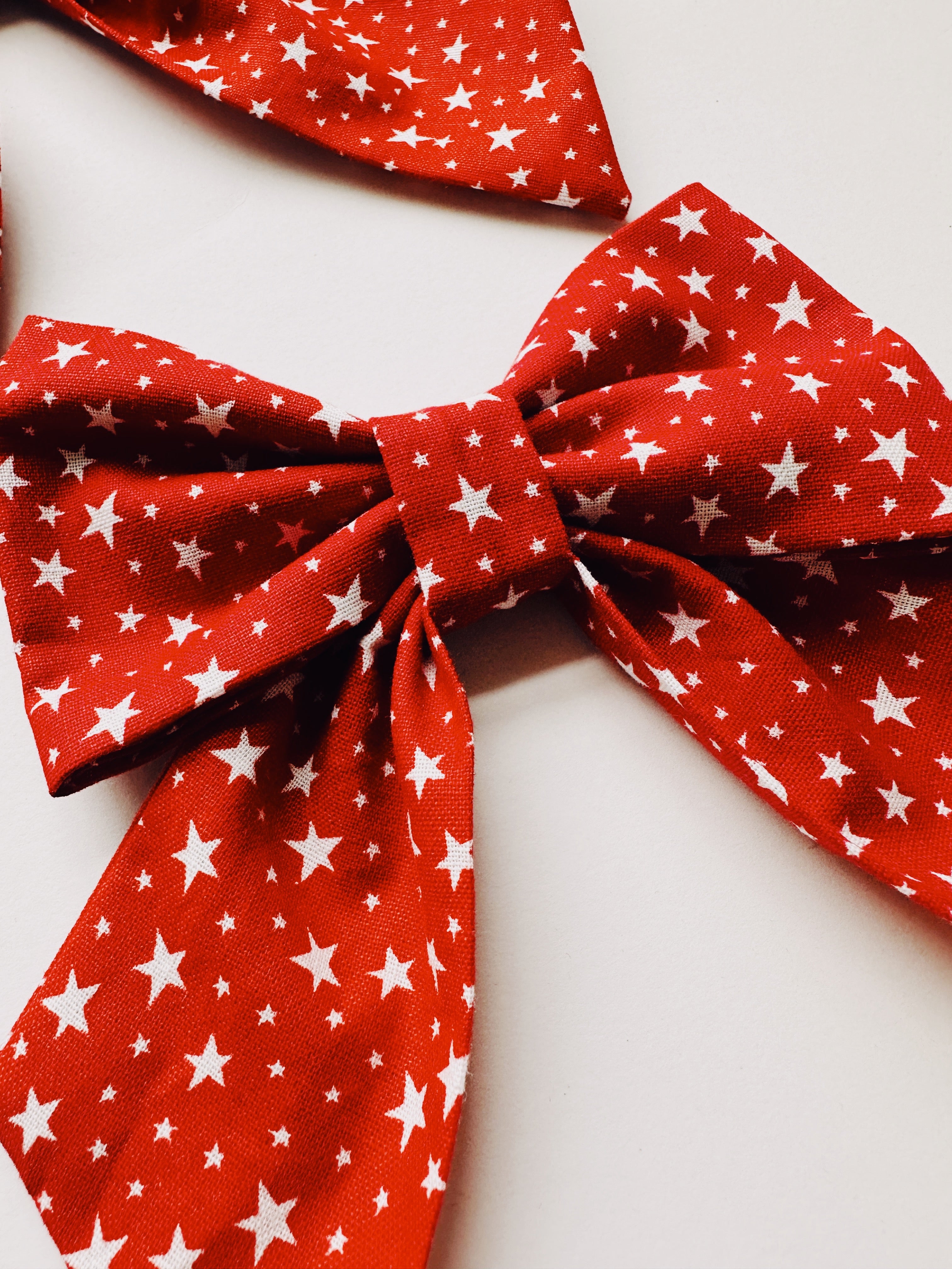 Red stars patriotic sailor bow for dogs