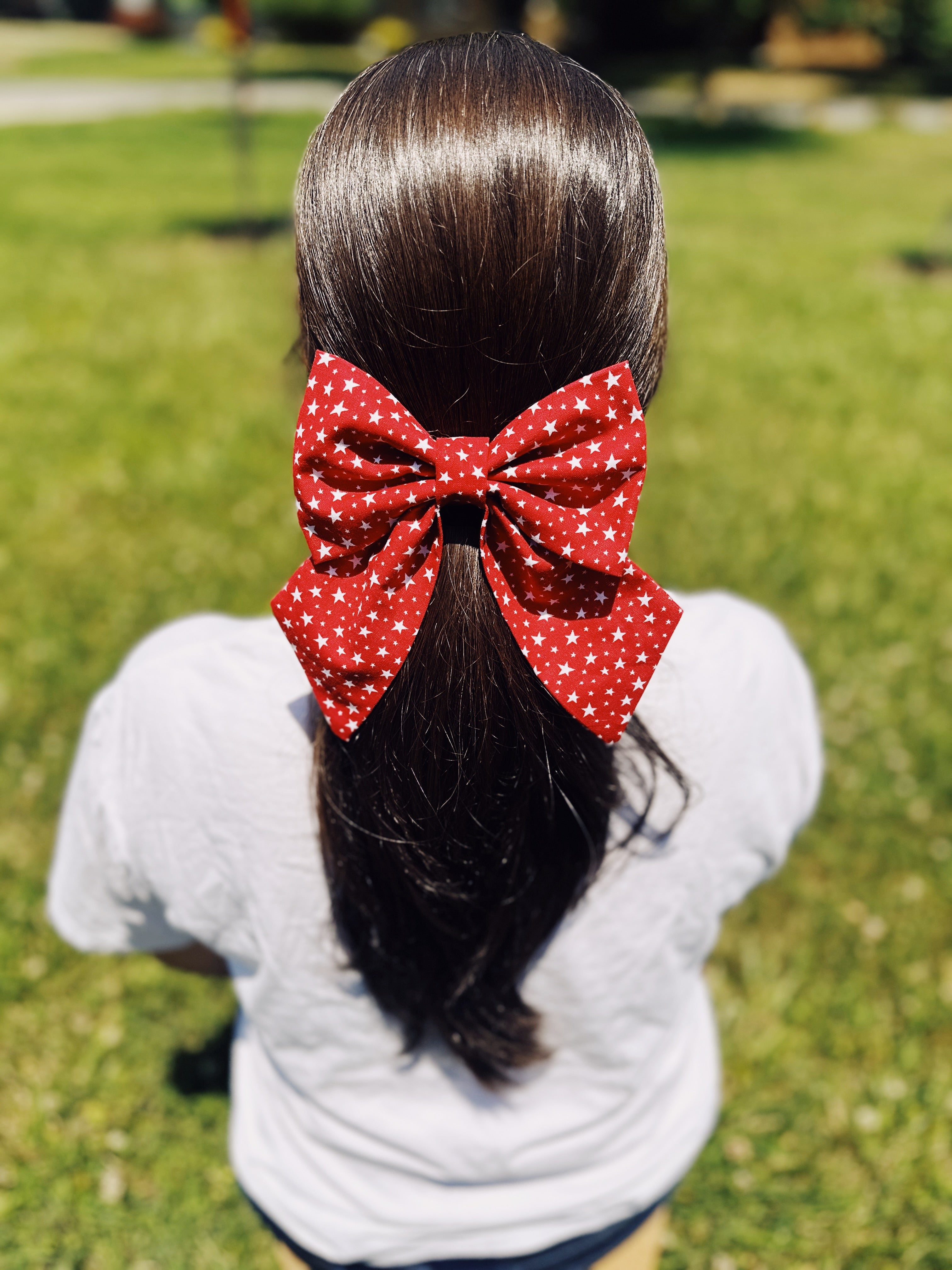 Red stars patriotic sailor bow for dogs