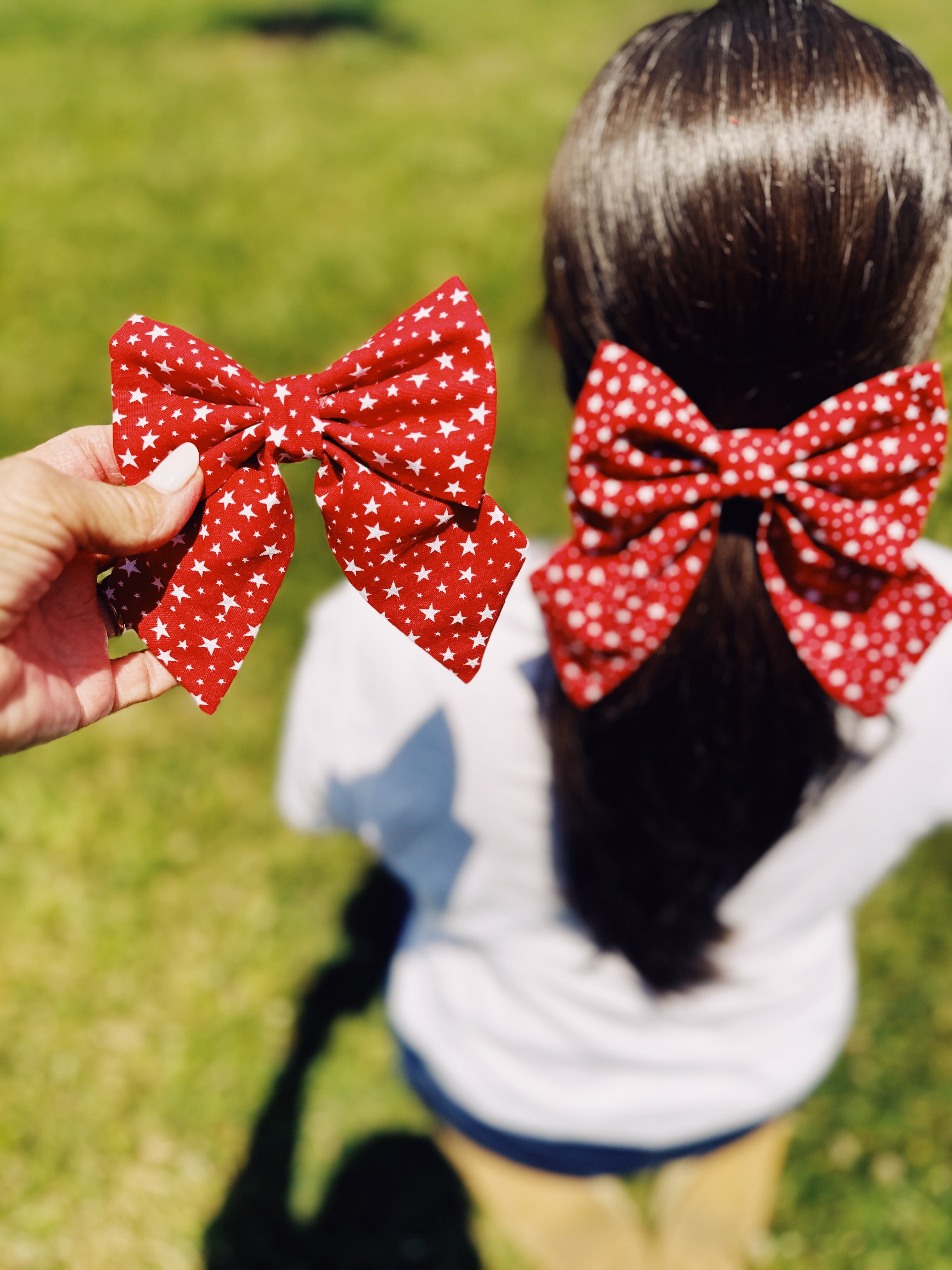 Red stars patriotic sailor bow for dogs