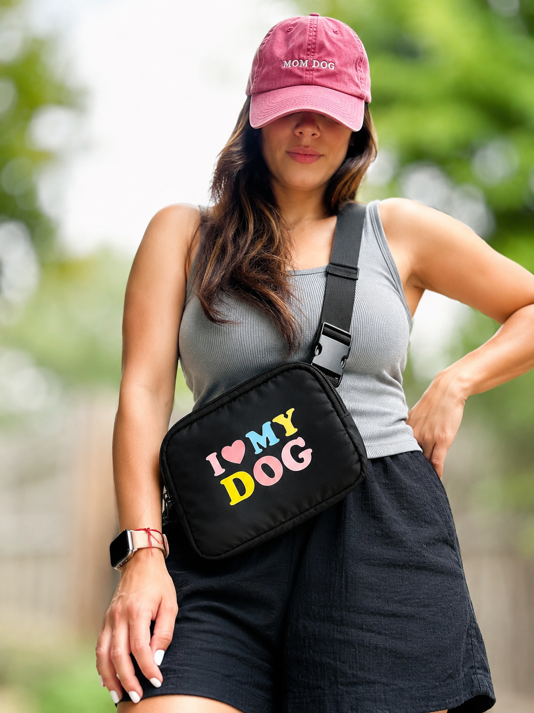 I love my dog Hands-Free Dog Walking Fanny Pack, Everyday Crossbody Bag, Lightweight Nylon, Water Repellent, Travel Essentials (Copy)