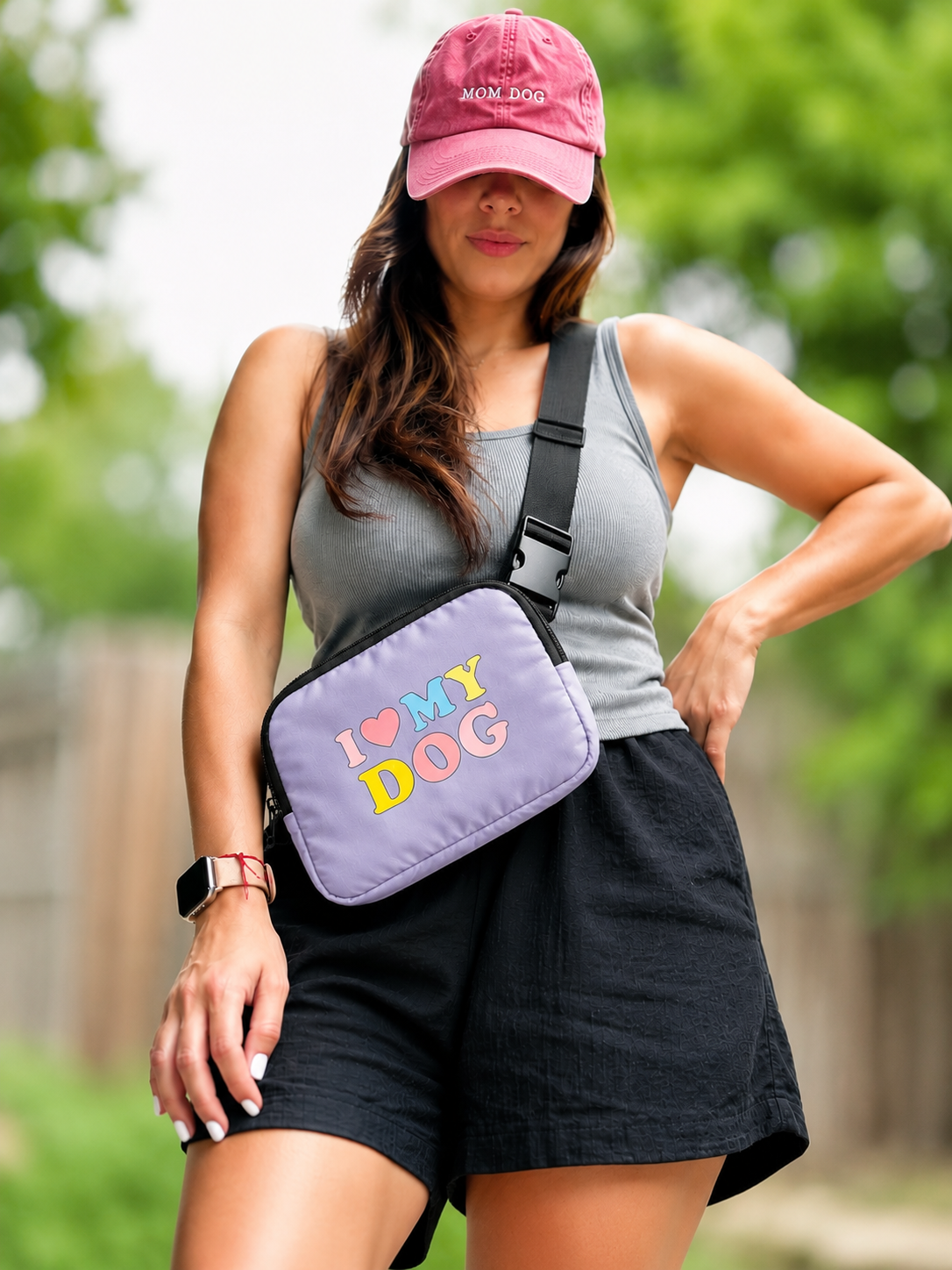 I love my dog Hands-Free Dog Walking Fanny Pack, Everyday Crossbody Bag, Lightweight Nylon, Water Repellent, Travel Essentials (Copy)
