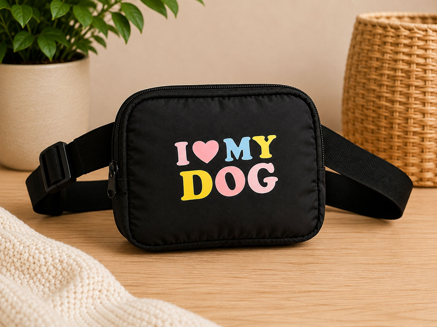 I love my dog Hands-Free Dog Walking Fanny Pack, Everyday Crossbody Bag, Lightweight Nylon, Water Repellent, Travel Essentials (Copy)