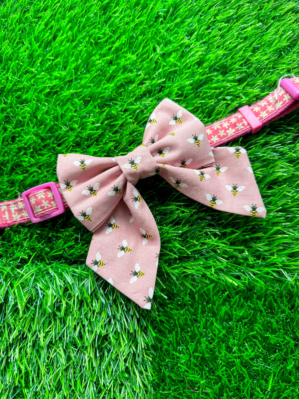 Pink Bees sailor bow for dogs and human, match with your dog outfit