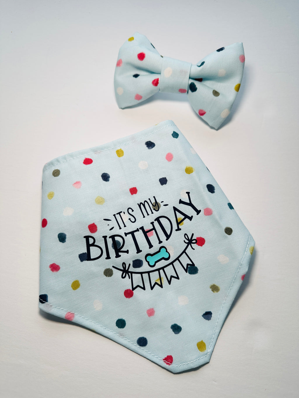 birthday pet bow tie adjustable , confetti attachable slide on bowtie for cats and dogs