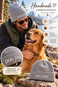 Dog Dad Embroidered Beanie – Soft Gray Knit Hat for Dog Lovers