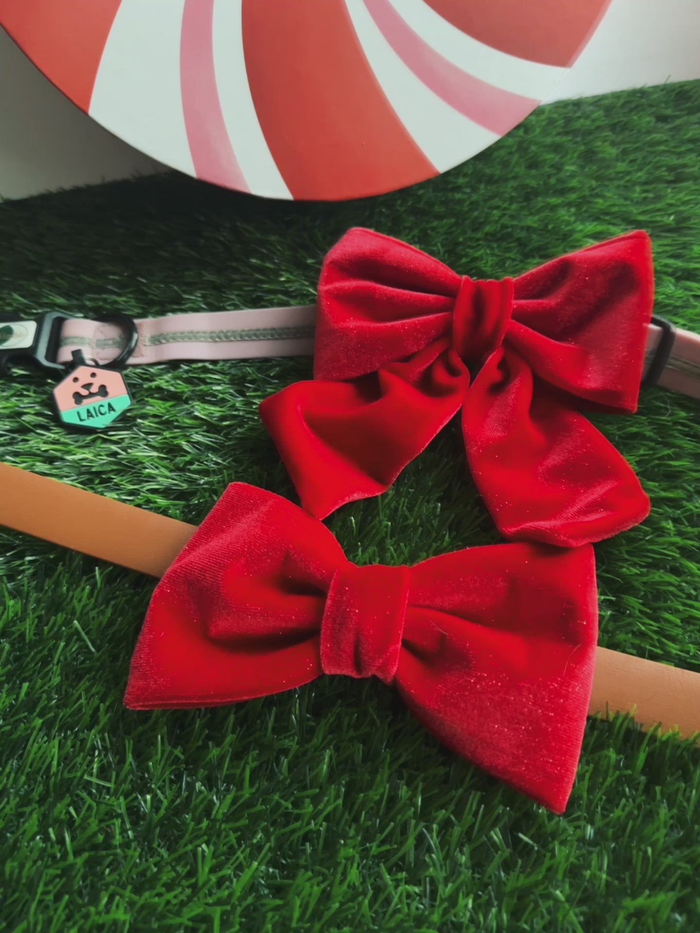 red velvet sailor bow , attachable dark red sailor bow for dog