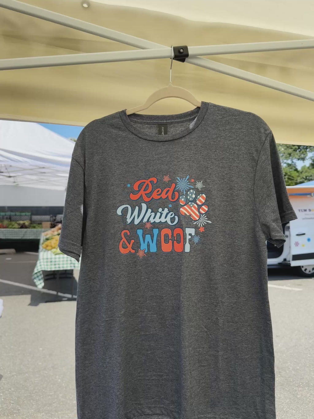 Fourth of July, red, white and woof Tshirt.
