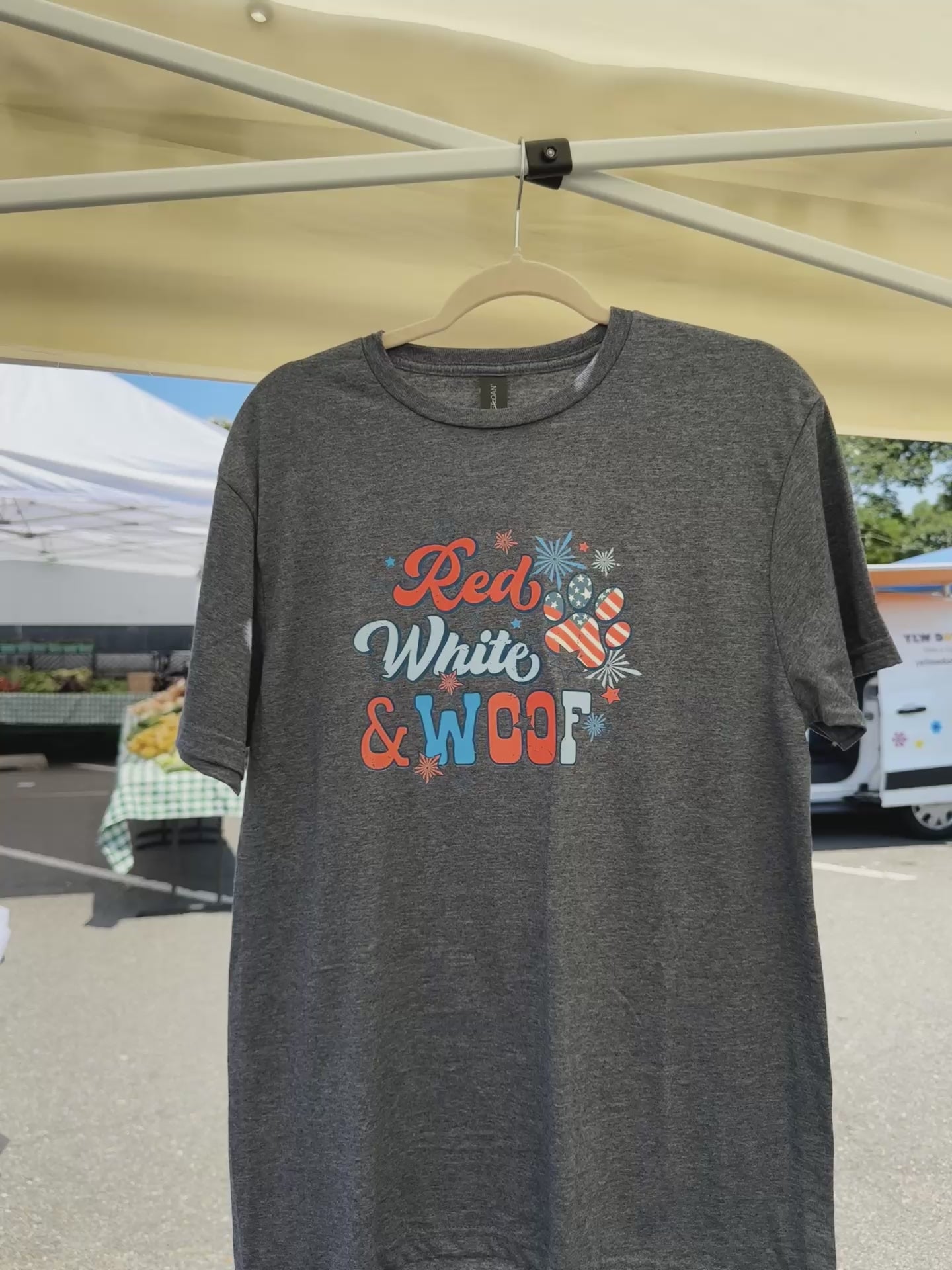 Fourth of July, red, white and woof Tshirt.