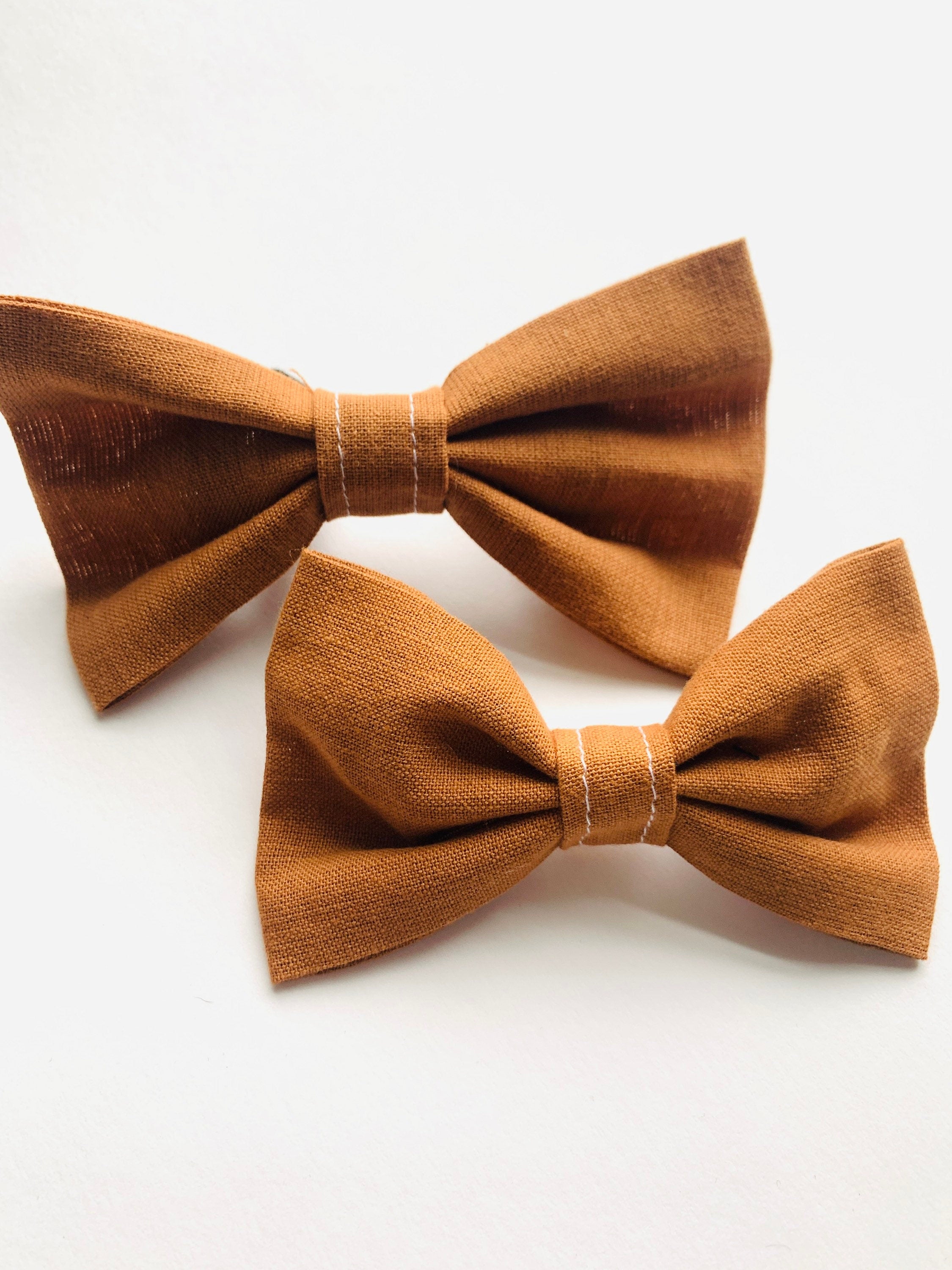 Oversized soft brown bowtie for dog, slide in collar bow ties, boho fall autumn color accessories, fits most size collars,