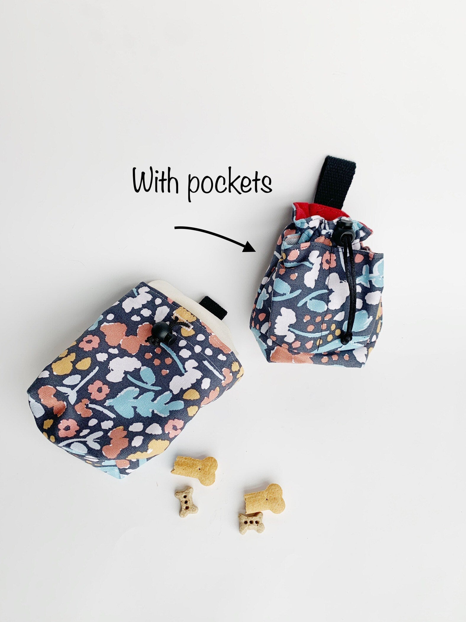 Floral dog walking pouch, training puppy waist bag, light treat carrier, trainer gift, dog walker accessory, new owner essential,