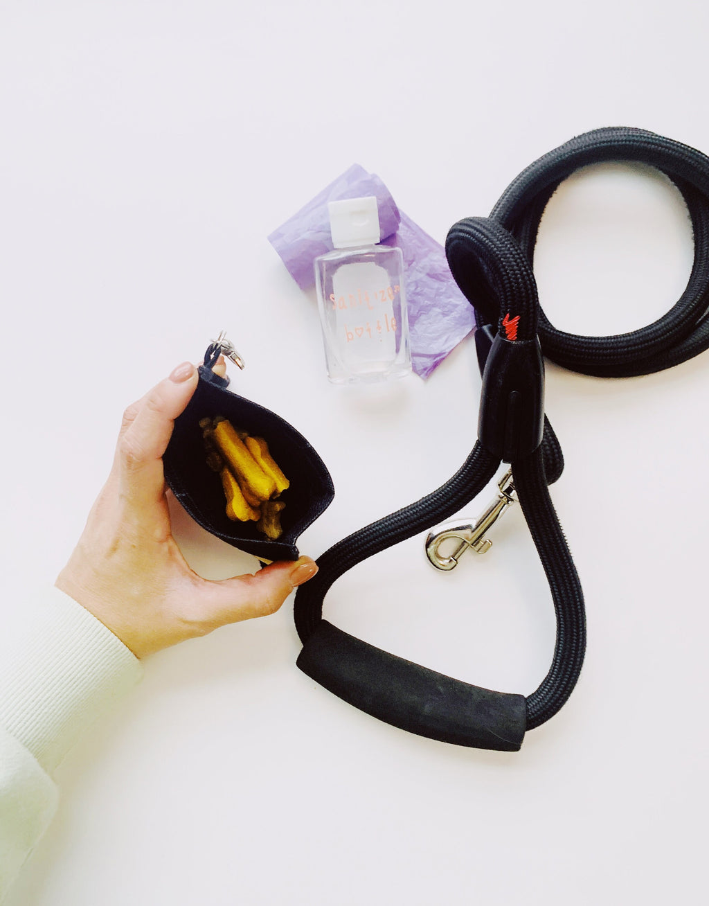 small treat holder with custom name, dog with paw bag hook in leash or purse, waterproof mini dog treat pouch for walks, trips and training