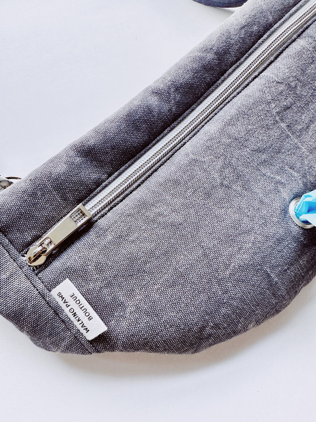 distress black fanny pack with poo holder for dog lovers. Adjustable belt pack for dog walking, trending dog mom gift, oversized bum purse,