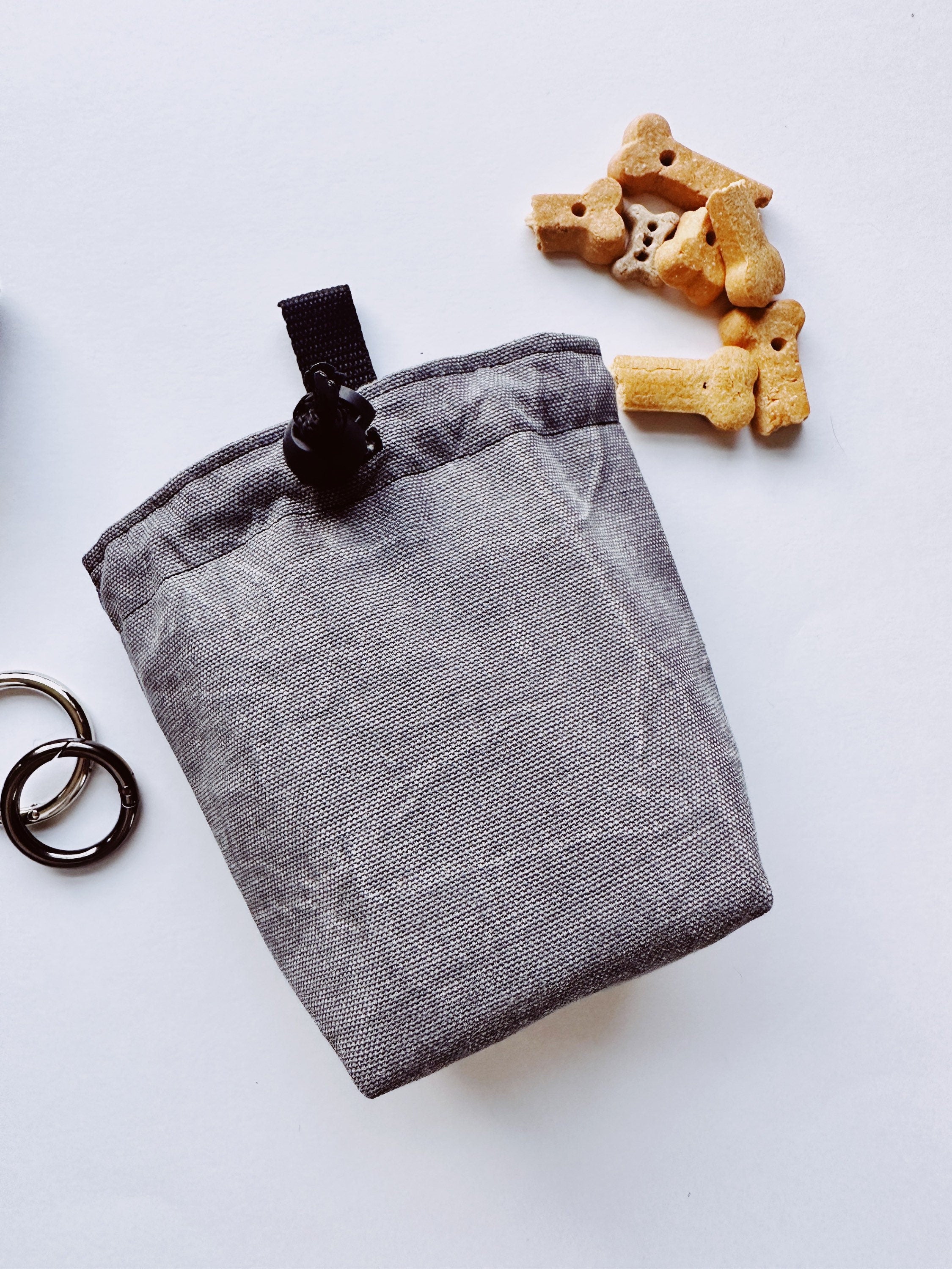 Canvas cotton black treat holder pouch