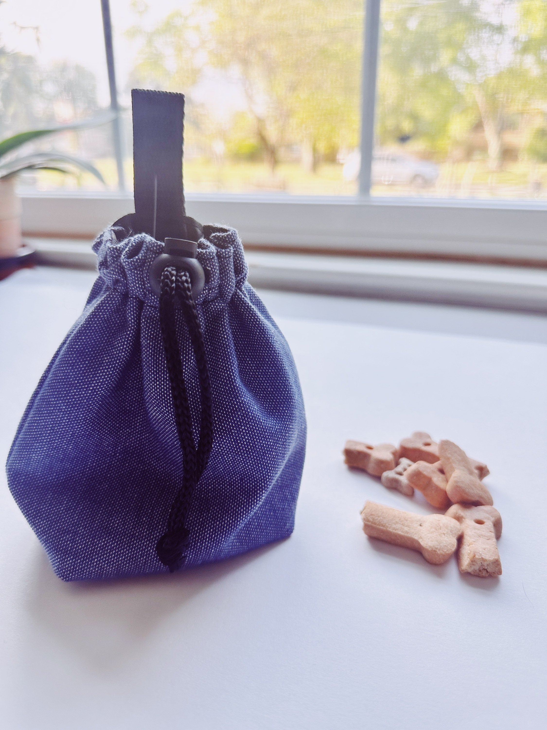 Denim blue dog treat pouch