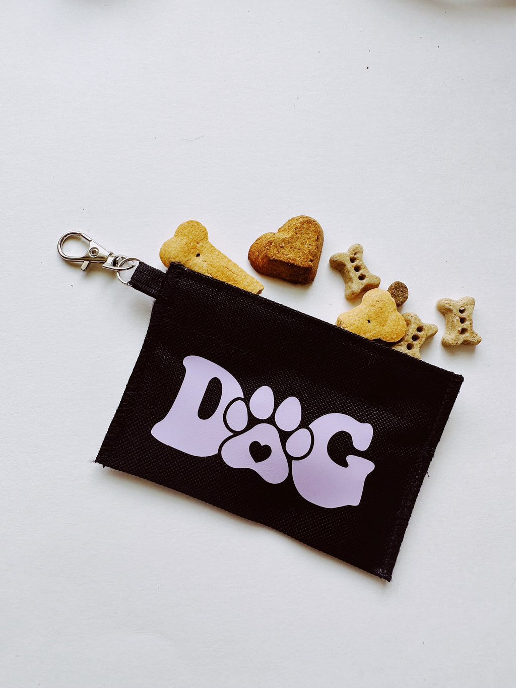 Mini pouch with lavender dog message 