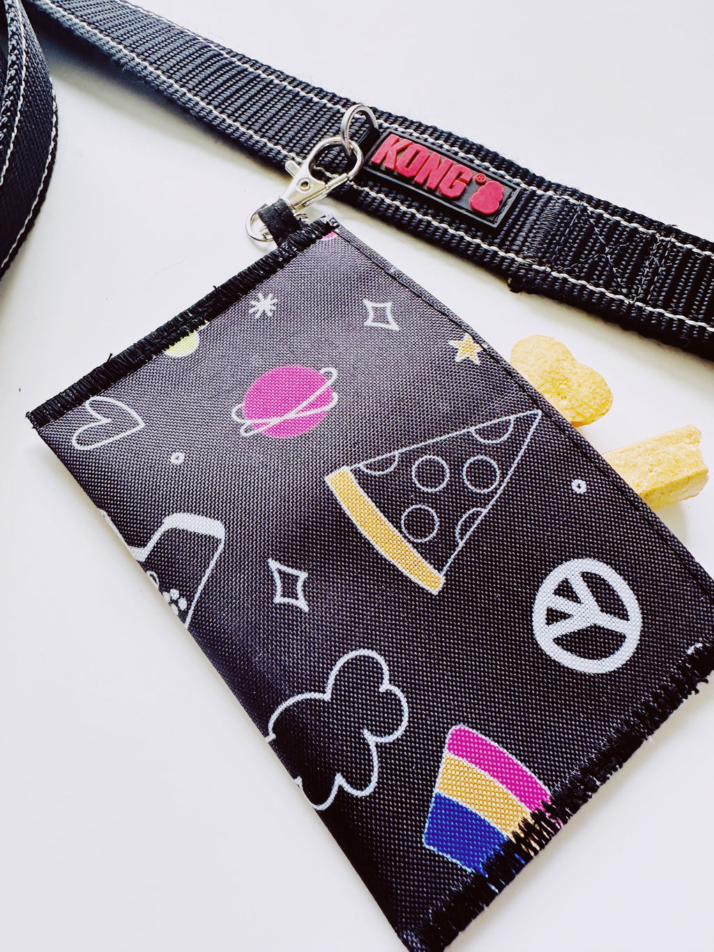 Galaxy, pizza, peace signs mini pouch