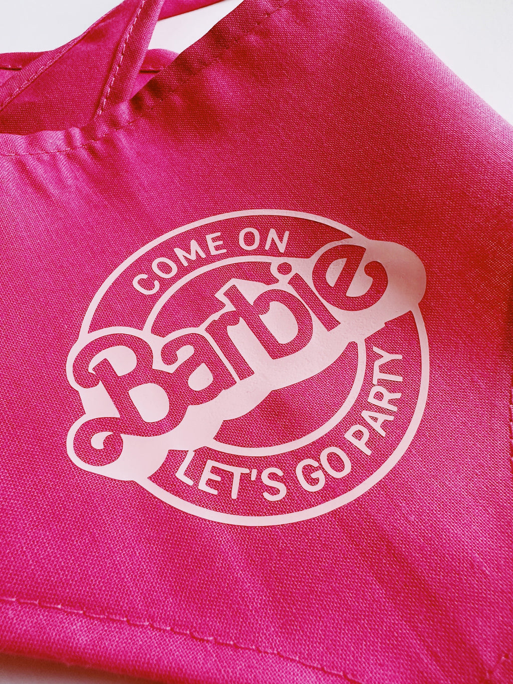 come on barbie let's go party pet dog bandana, triangular dog scarf, tie on dog accessory for small or large dogs, magenta pink dana