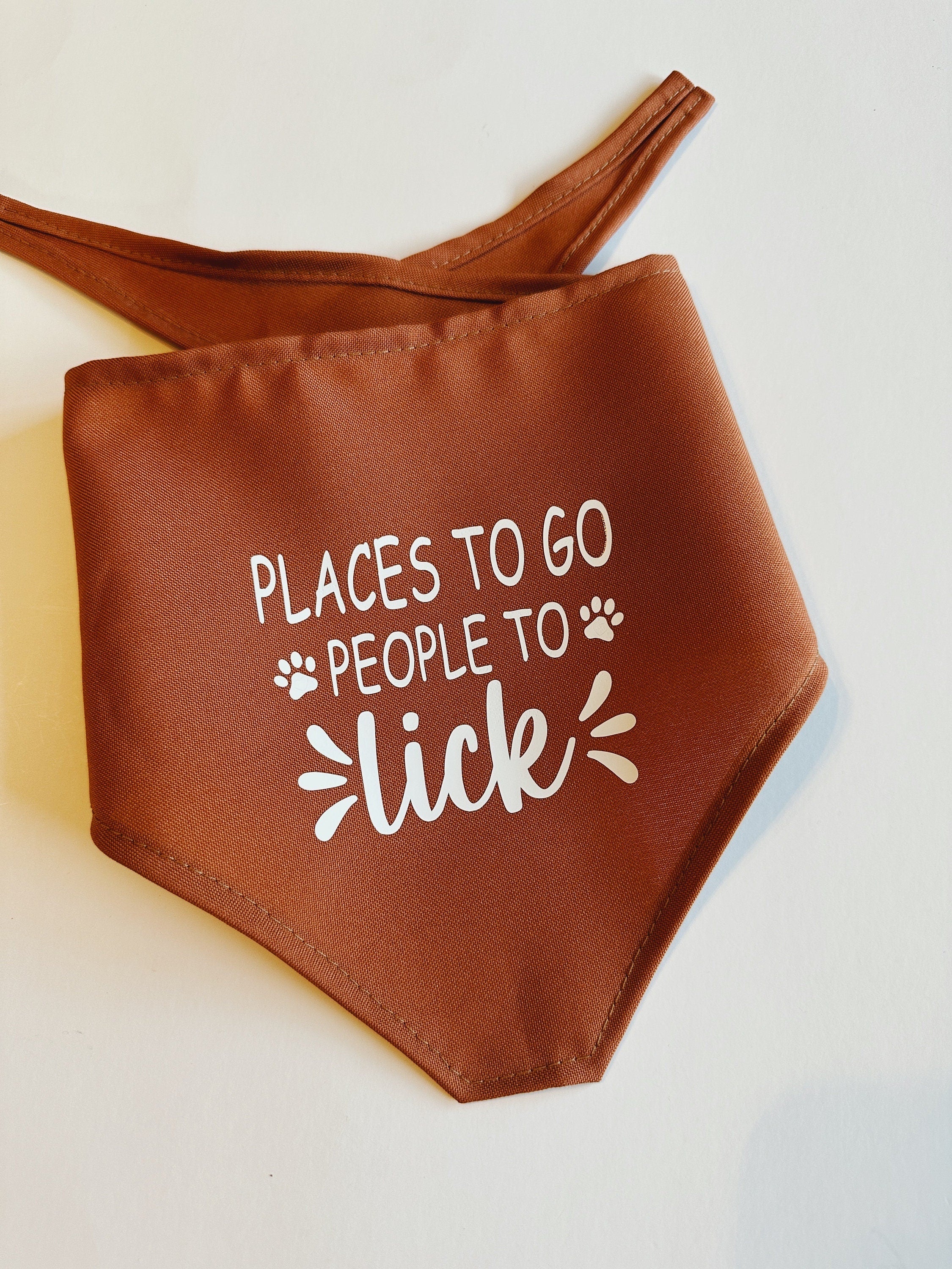 Places to go people to lick dog bandana, boho pastel thanksgiving gift, holiday present for new dog, pet accessories, tie on adjustable