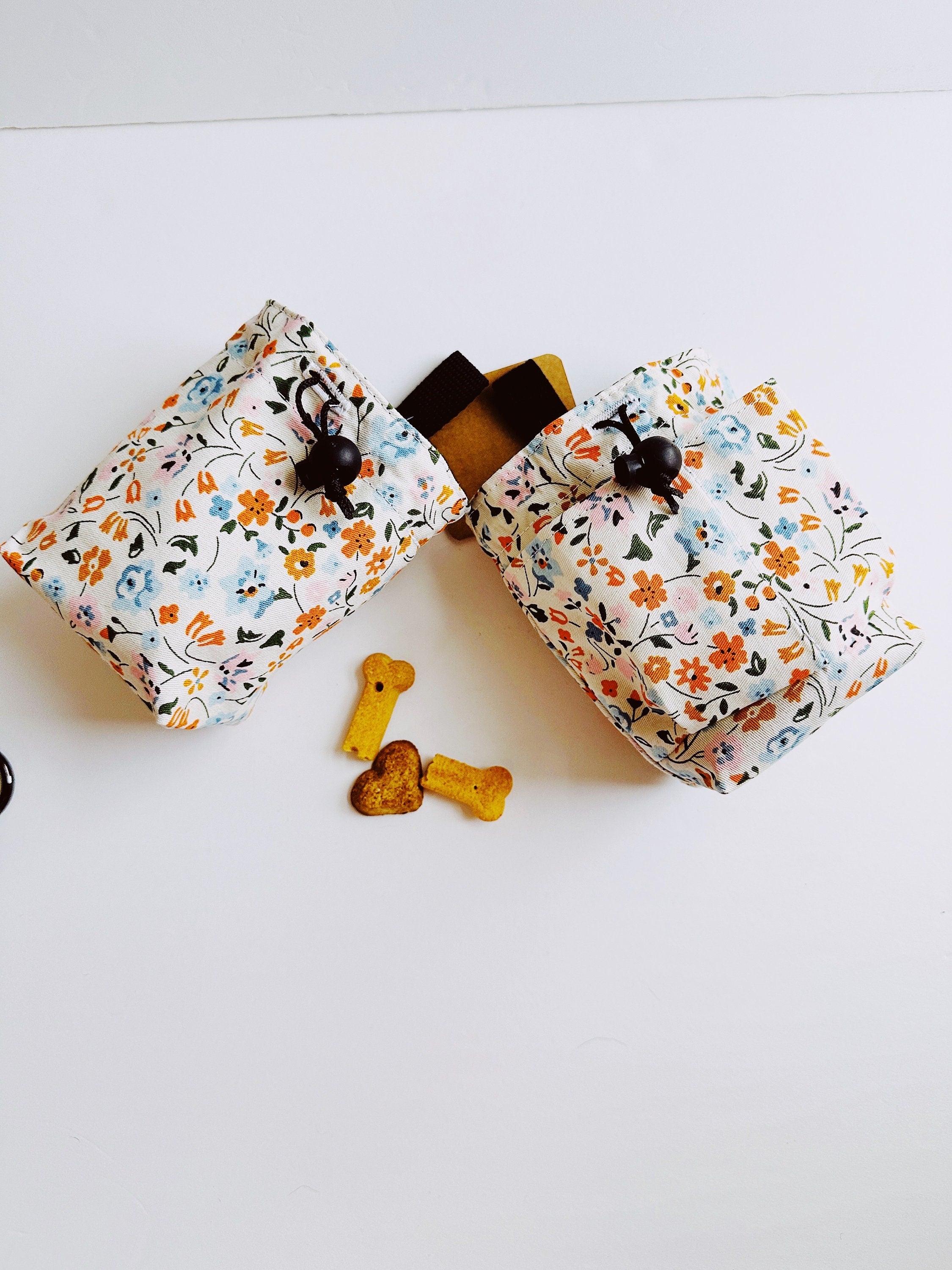 Rifle paper co fabric turned into dog treat bag 